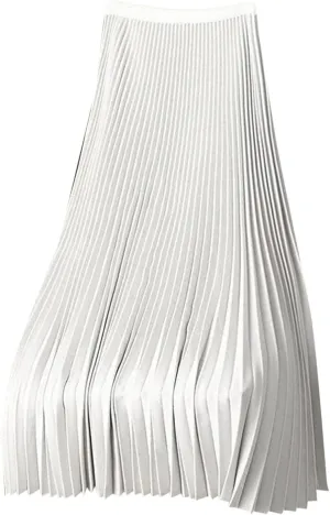 Akklian Pleated Midi Skirts for Women High Waisted A-Line Satin Skirts Chiffon Flare Casual Skirt 2024 Plus Size Midi Dress