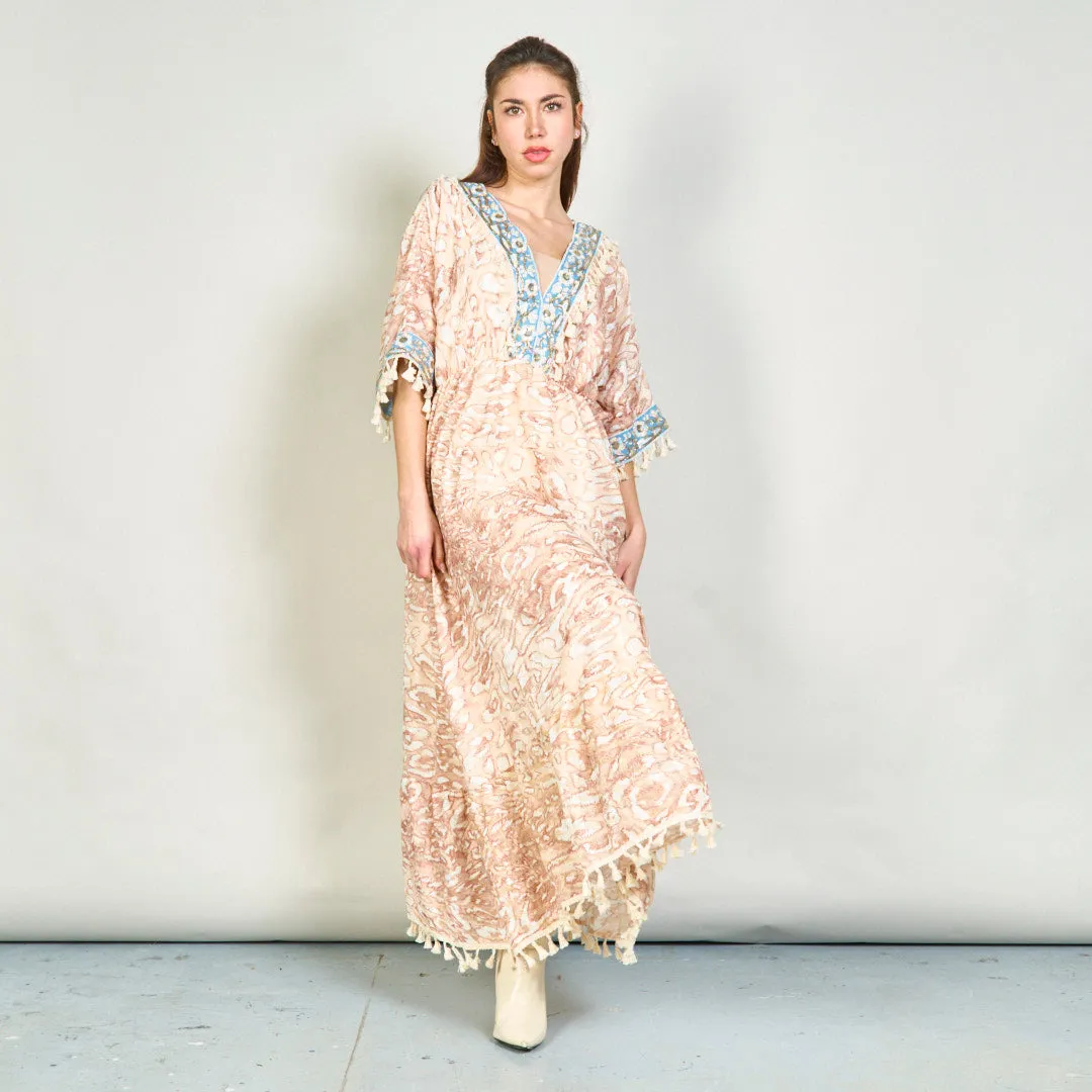 Animal print boho maxi dress with tassels wholesale