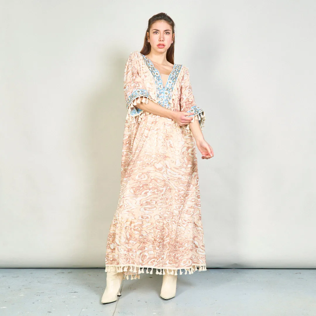 Animal print boho maxi dress with tassels wholesale