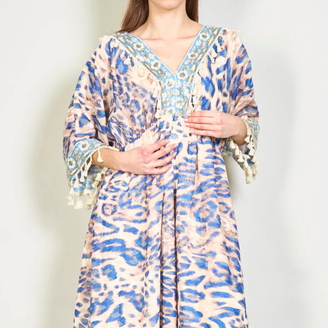 Animal print boho maxi dress with tassels wholesale