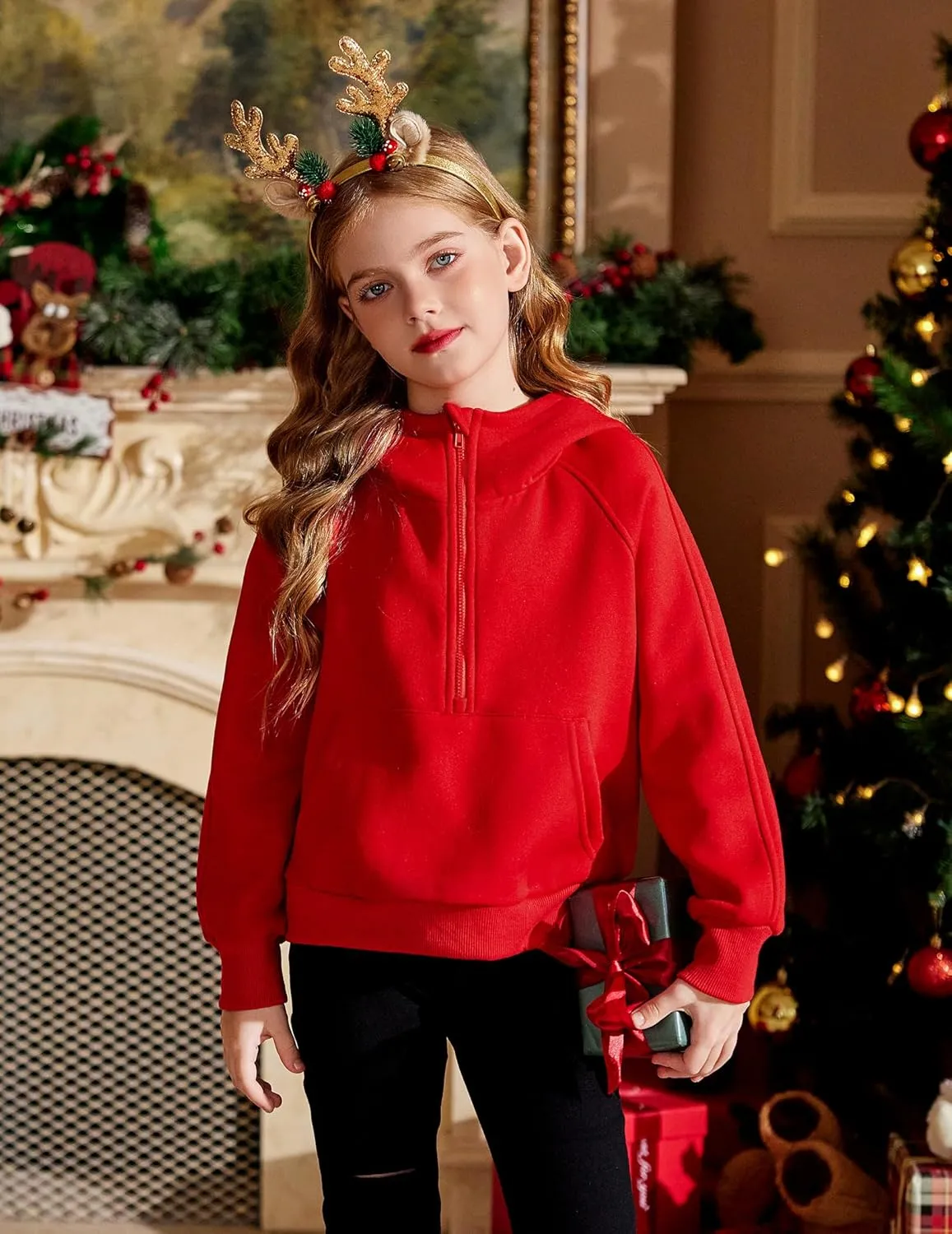 Arshiner Girls Half Zip Sweatshirt Fleece Pullover Hoodie