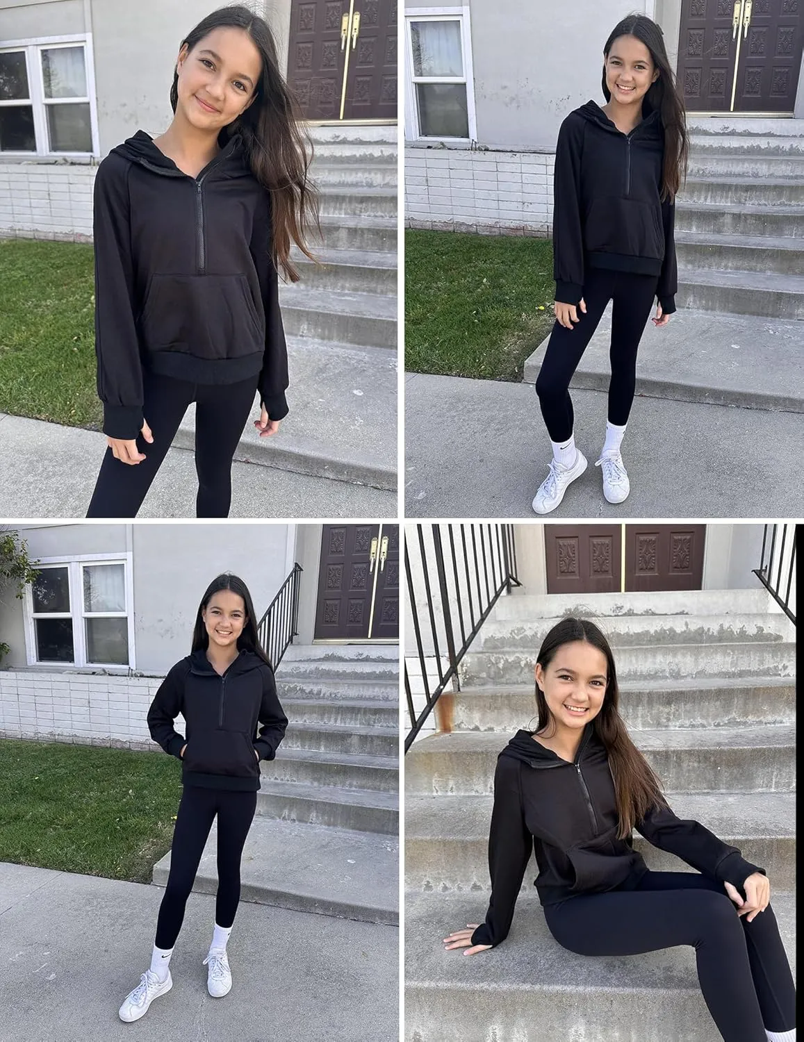 Arshiner Girls Half Zip Sweatshirt Fleece Pullover Hoodie