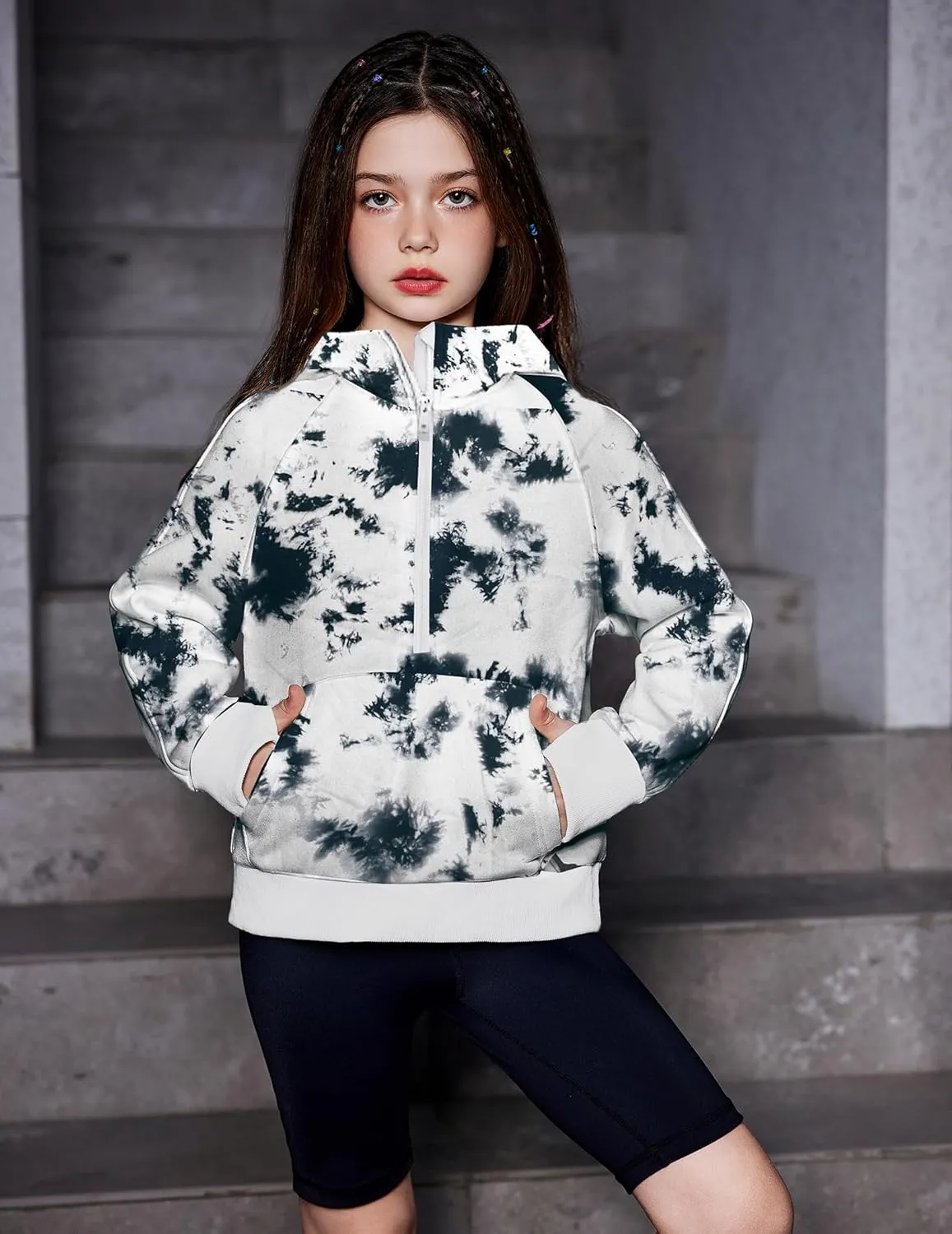 Arshiner Girls Half Zip Sweatshirt Fleece Pullover Hoodie