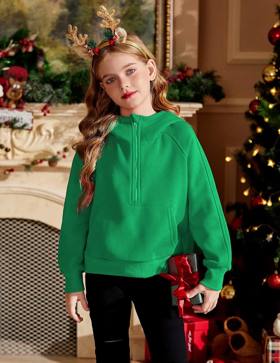 Arshiner Girls Half Zip Sweatshirt Fleece Pullover Hoodie
