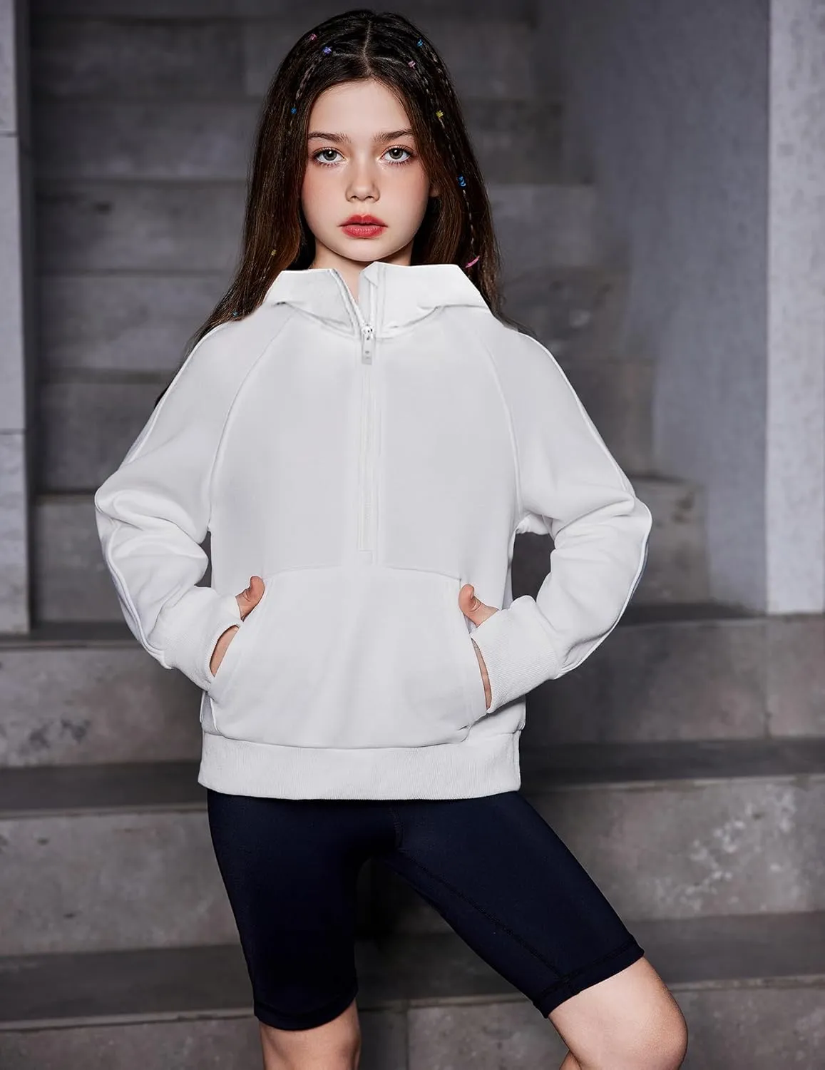 Arshiner Girls Half Zip Sweatshirt Fleece Pullover Hoodie