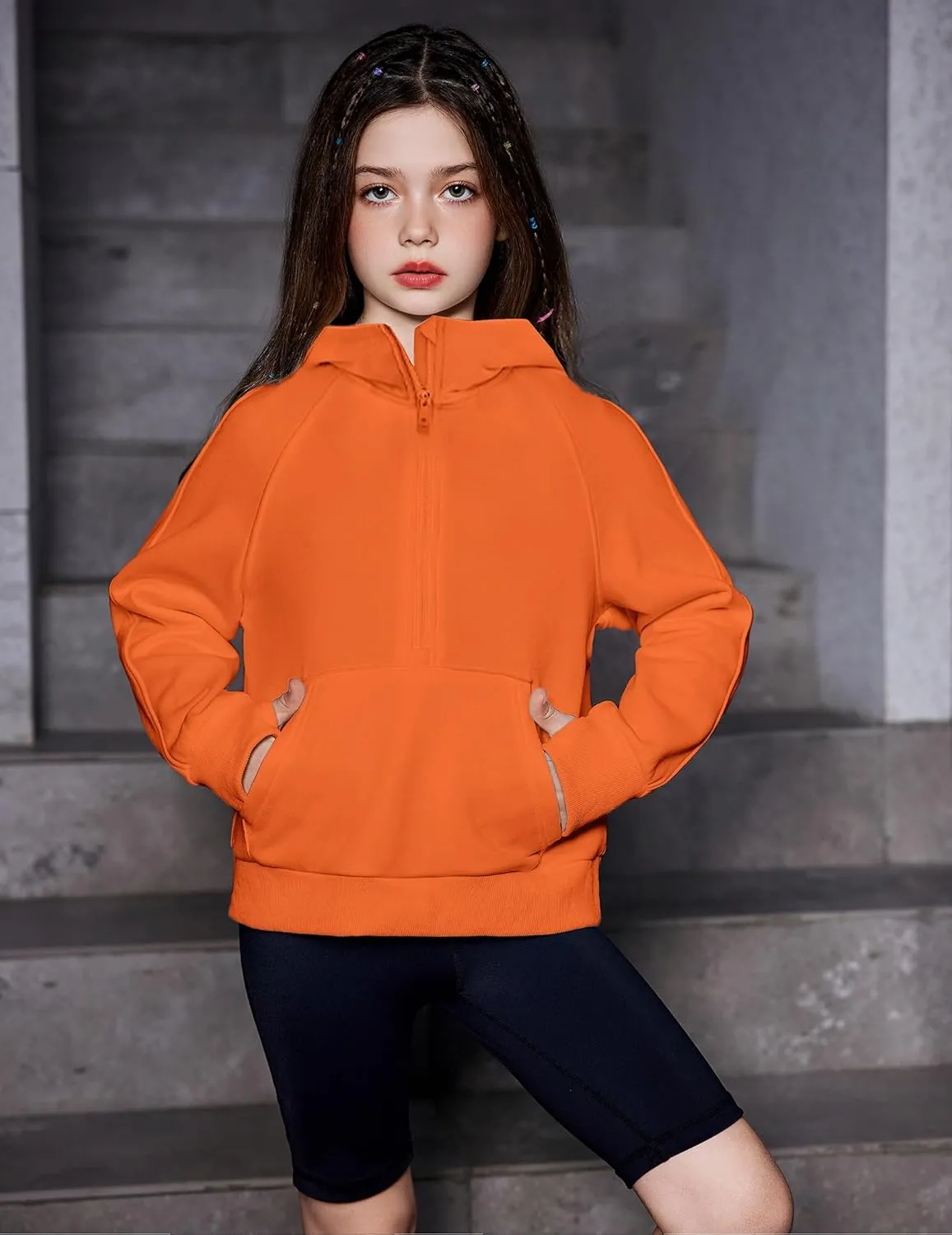 Arshiner Girls Half Zip Sweatshirt Fleece Pullover Hoodie