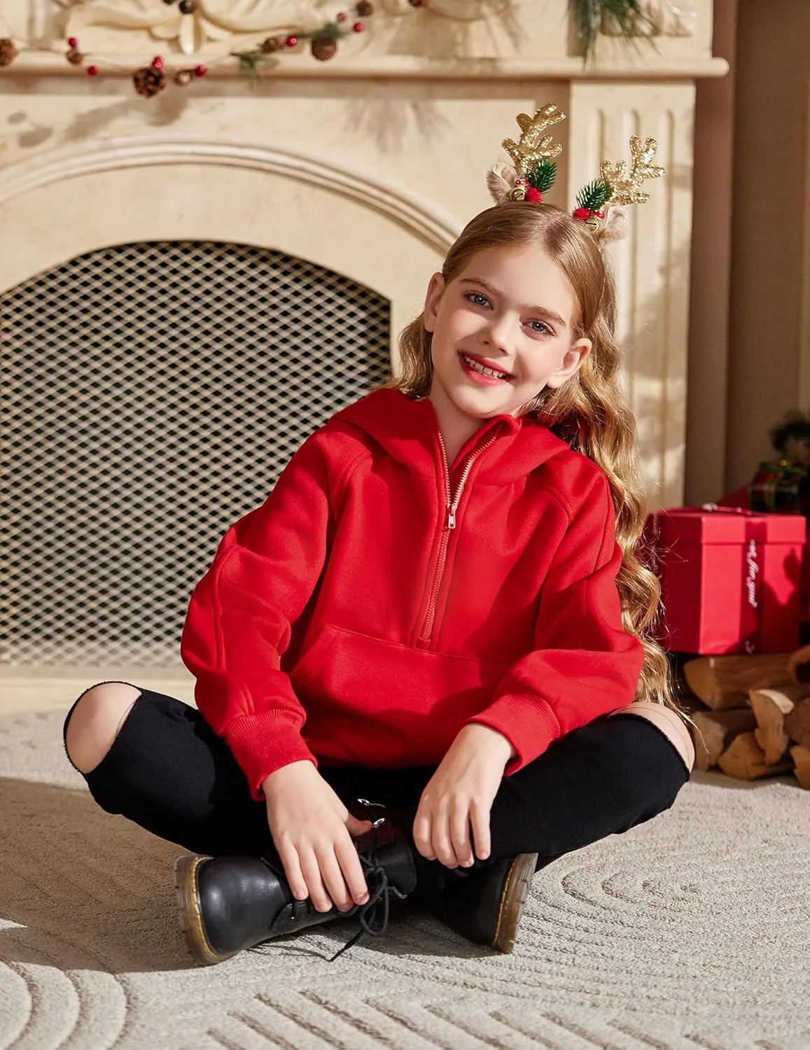 Arshiner Girls Half Zip Sweatshirt Fleece Pullover Hoodie
