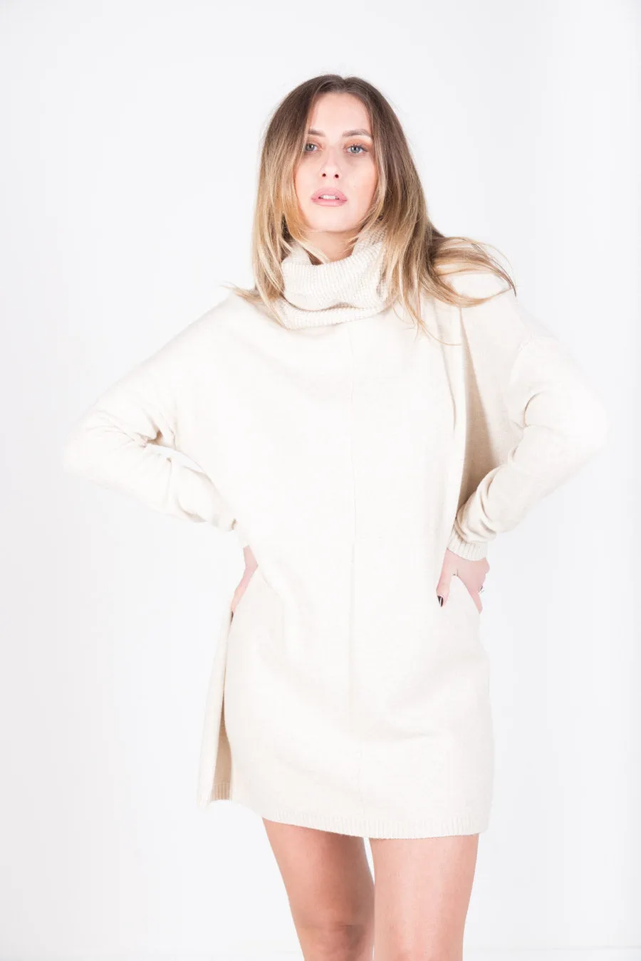 Asymmetric turtleneck knit tunic wholesale