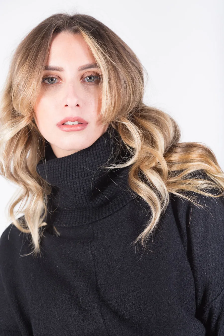 Asymmetric turtleneck knit tunic wholesale