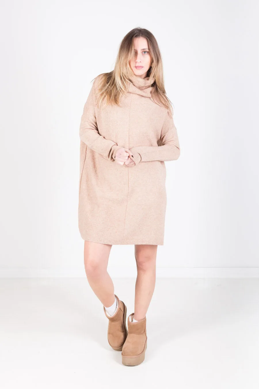 Asymmetric turtleneck knit tunic wholesale