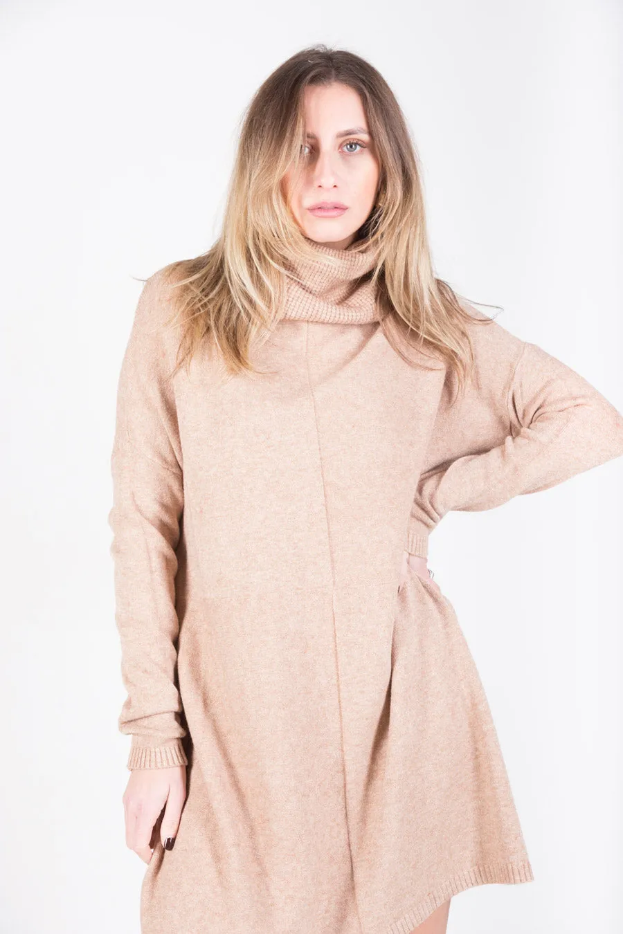 Asymmetric turtleneck knit tunic wholesale