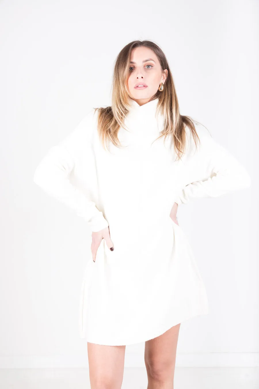 Asymmetric turtleneck knit tunic wholesale