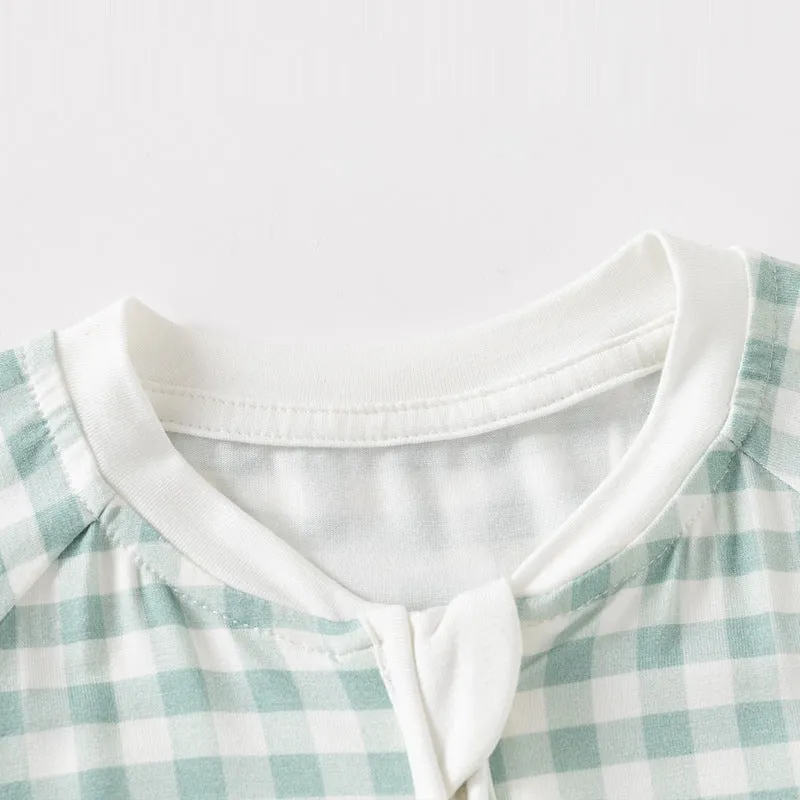 Bamboo Shorty Romper - Playful Blue Puppy Print