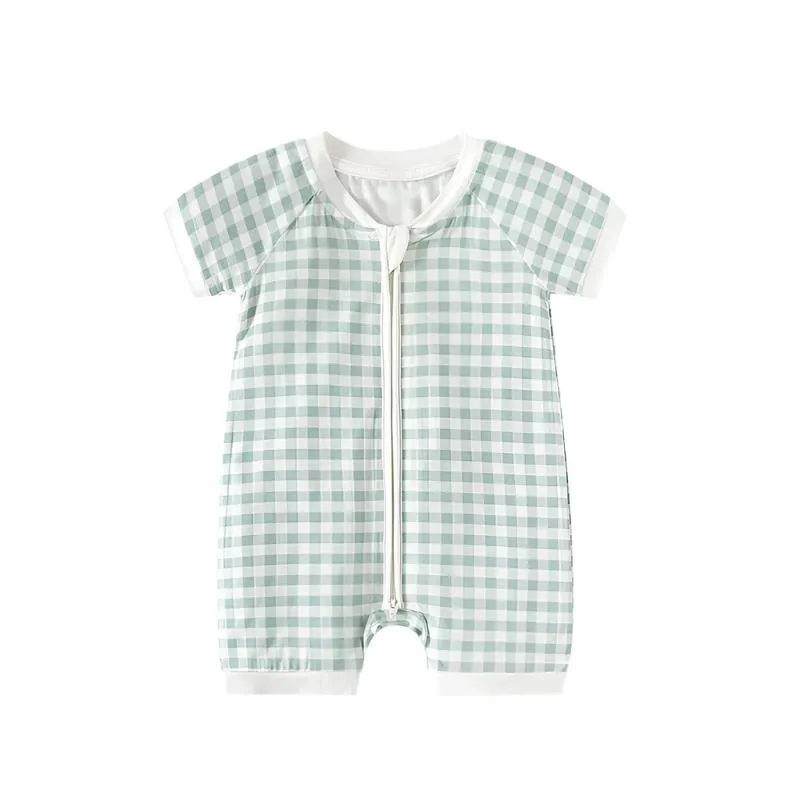 Bamboo Shorty Romper - Playful Pink Puppy Print
