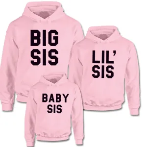 Big Sis/Lil/Baby Sis Matching Pastel Pink Hoodies 00 (MRK X)
