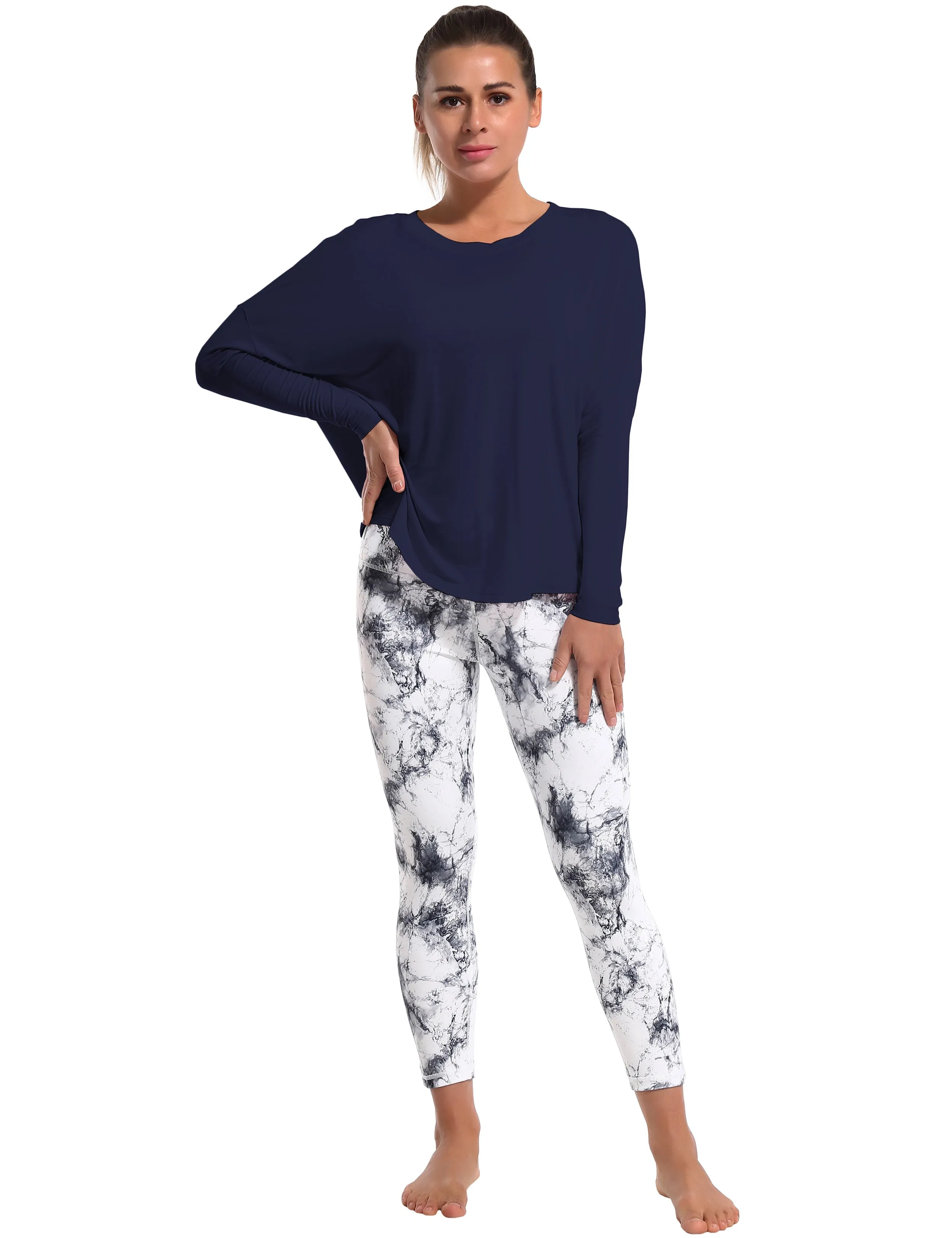 Biking Batwing Tunic Tops darknavy_Biking