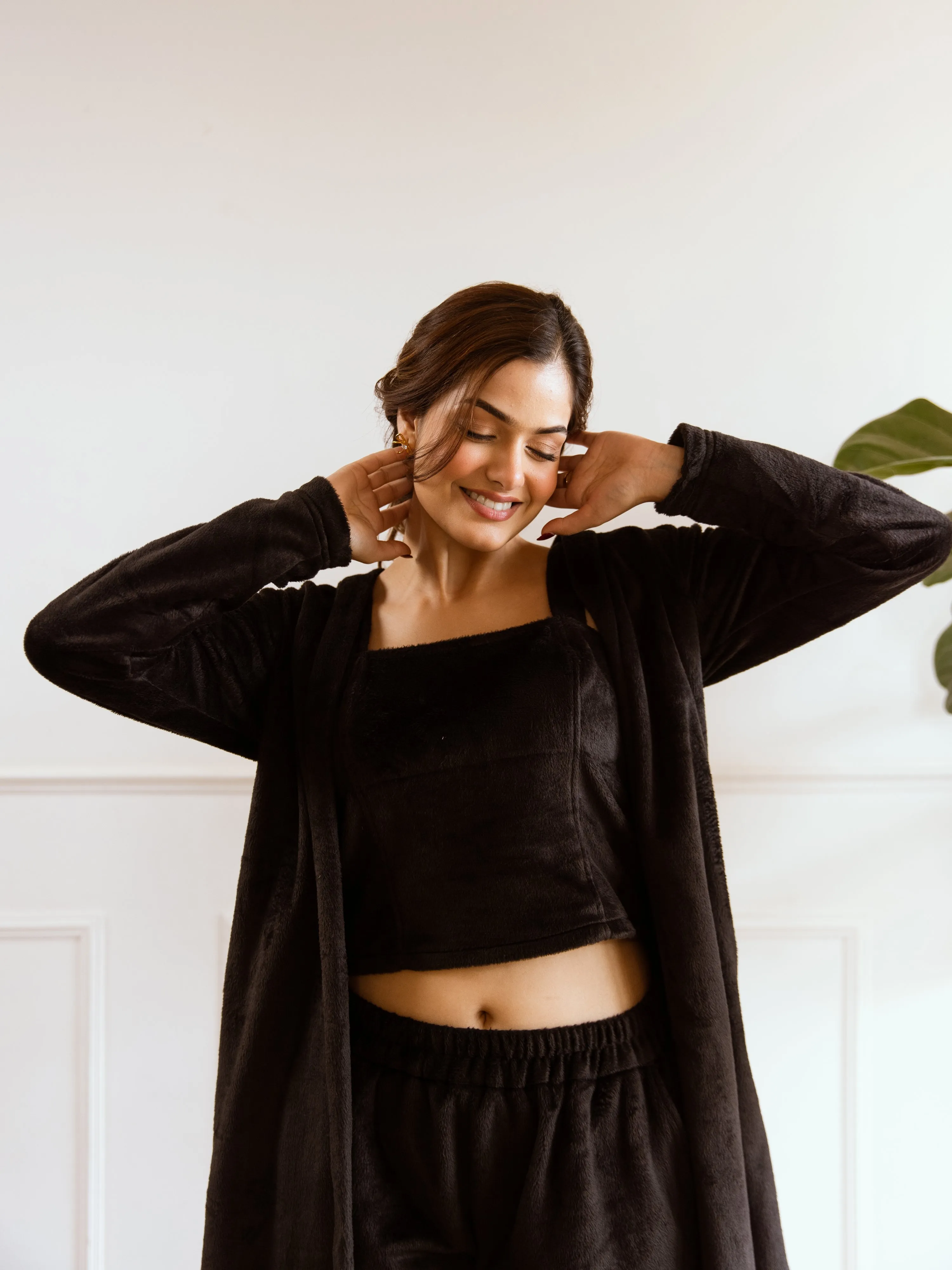 Black Super Soft Woollen 3 Piece Set