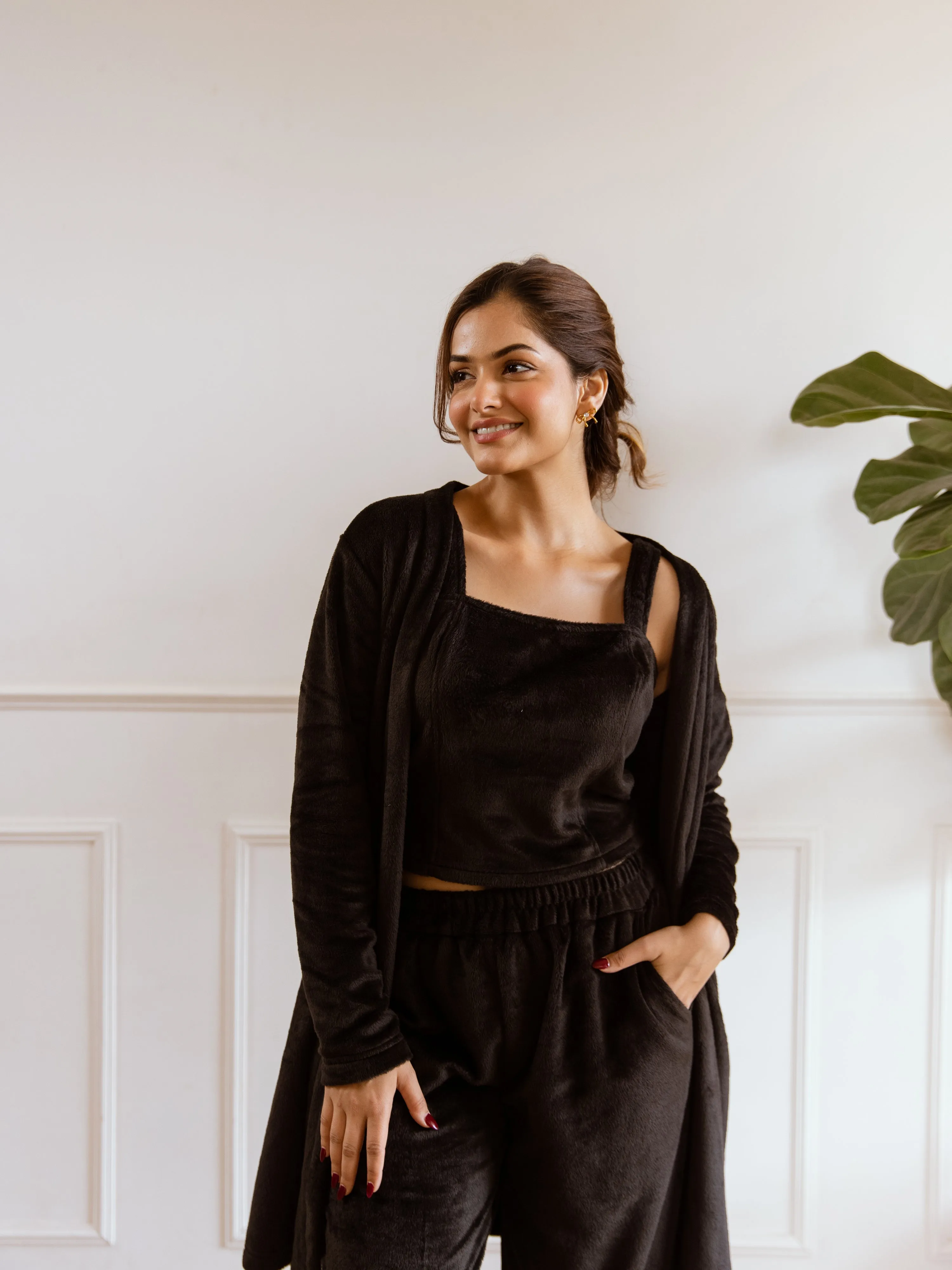 Black Super Soft Woollen 3 Piece Set