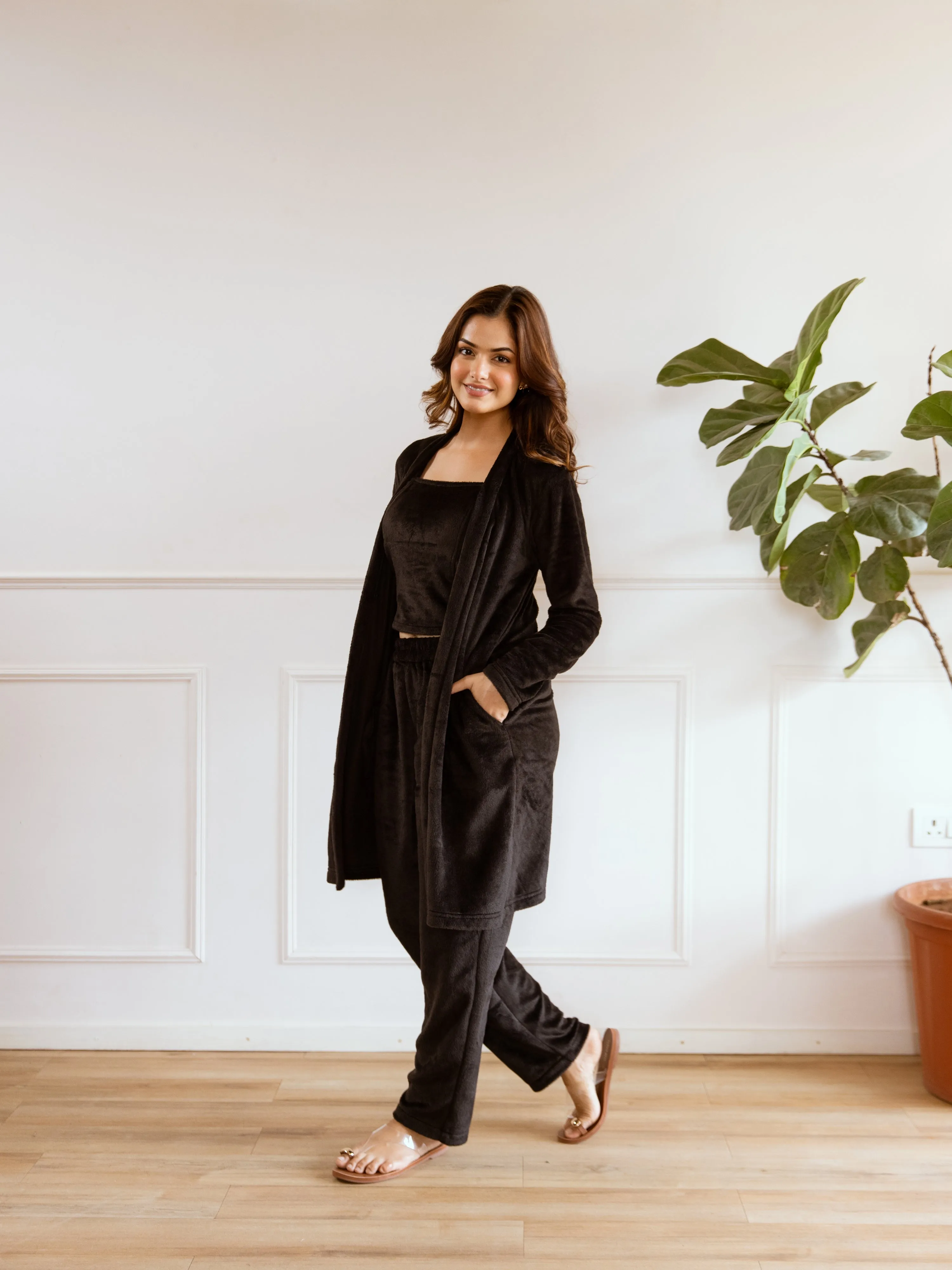 Black Super Soft Woollen 3 Piece Set