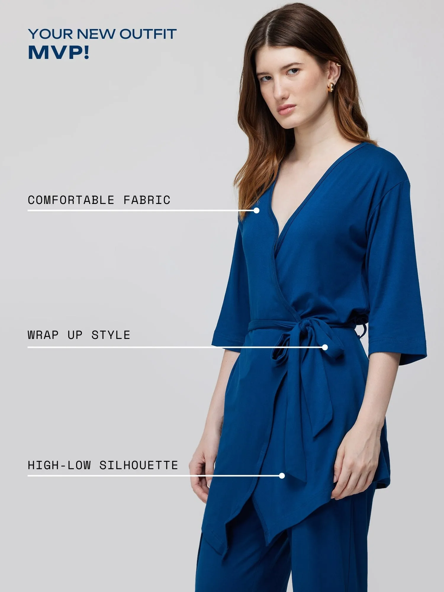 Blue Ease Wrap Top