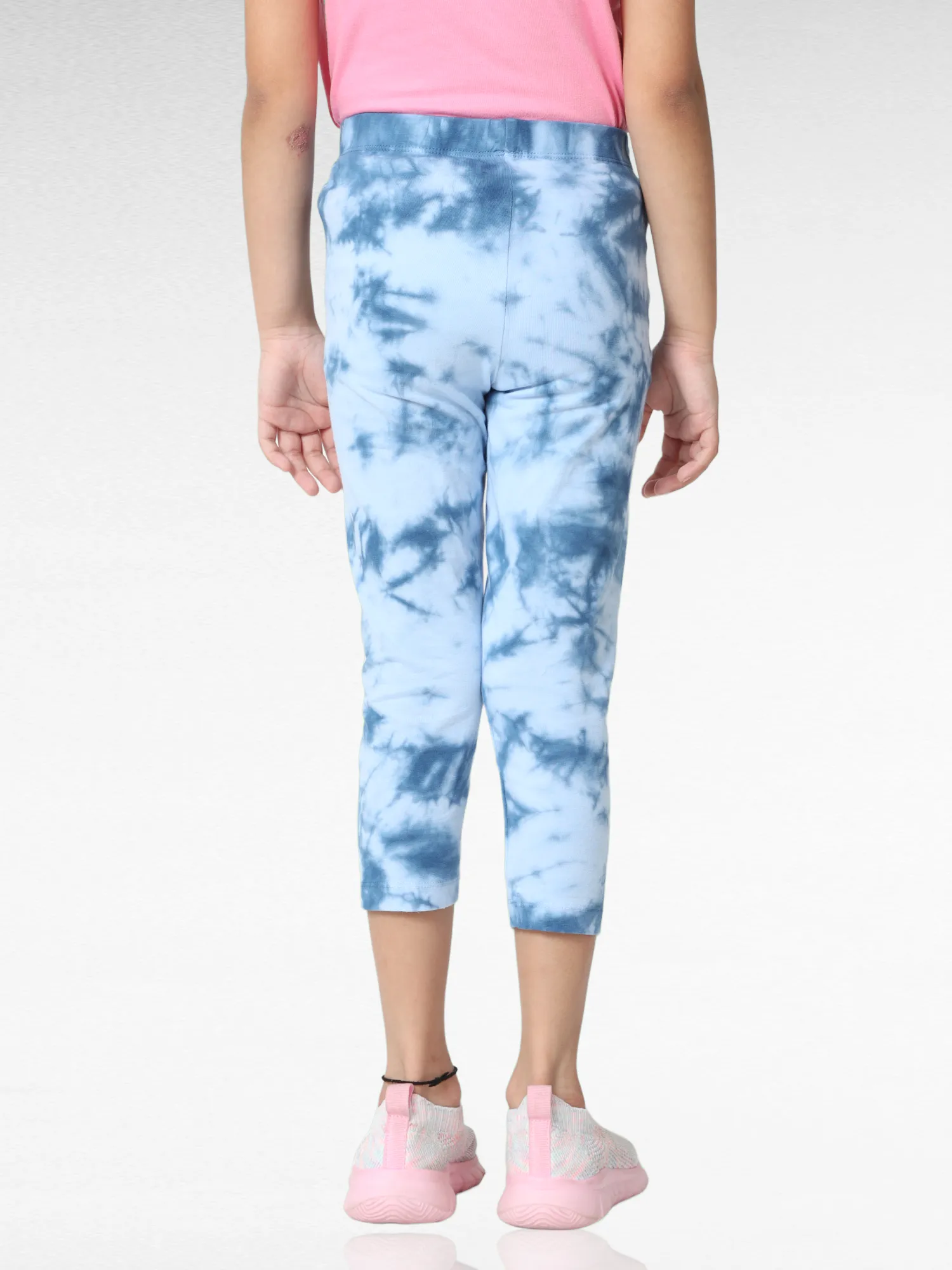 Blue waves Girls Tie & Dye Leggings | Ankle Length