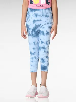 Blue waves Girls Tie & Dye Leggings | Ankle Length