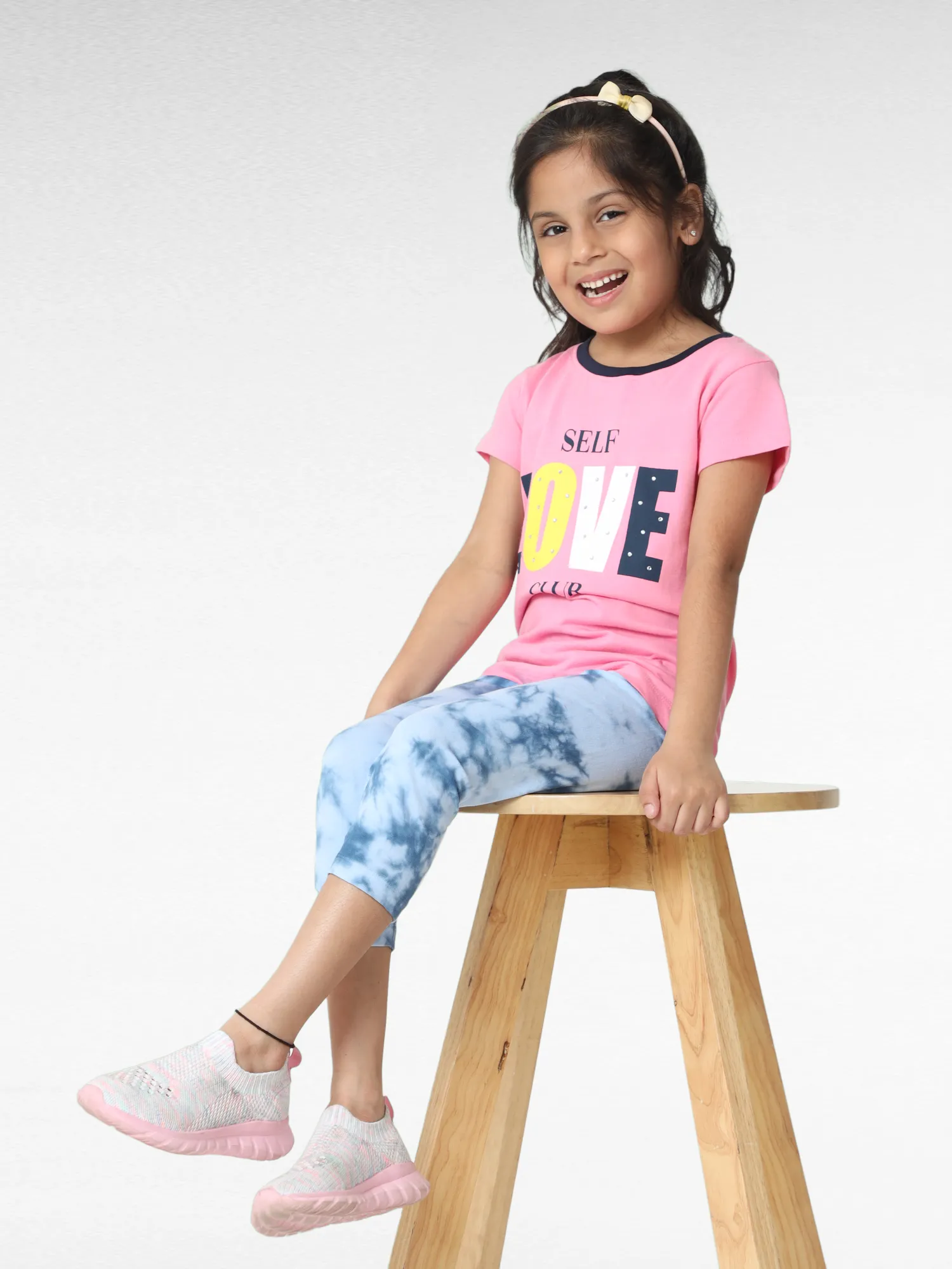 Blue waves Girls Tie & Dye Leggings | Ankle Length