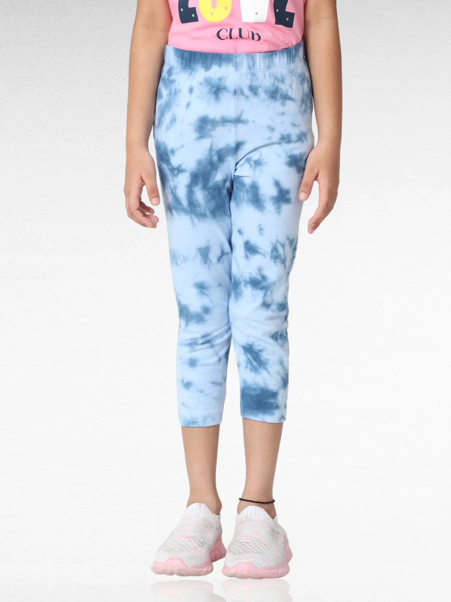 Blue waves Girls Tie & Dye Leggings | Ankle Length