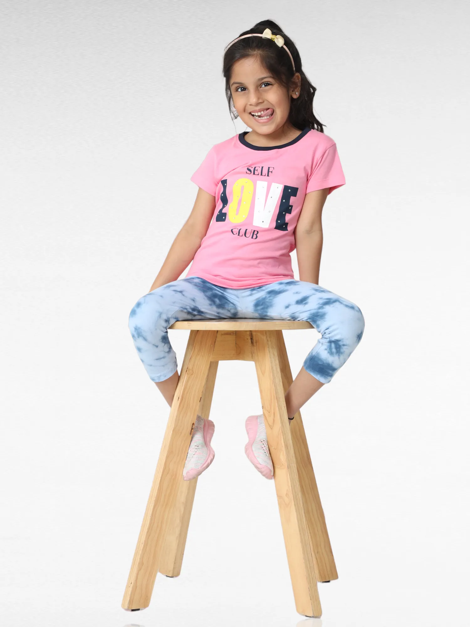 Blue waves Girls Tie & Dye Leggings | Ankle Length