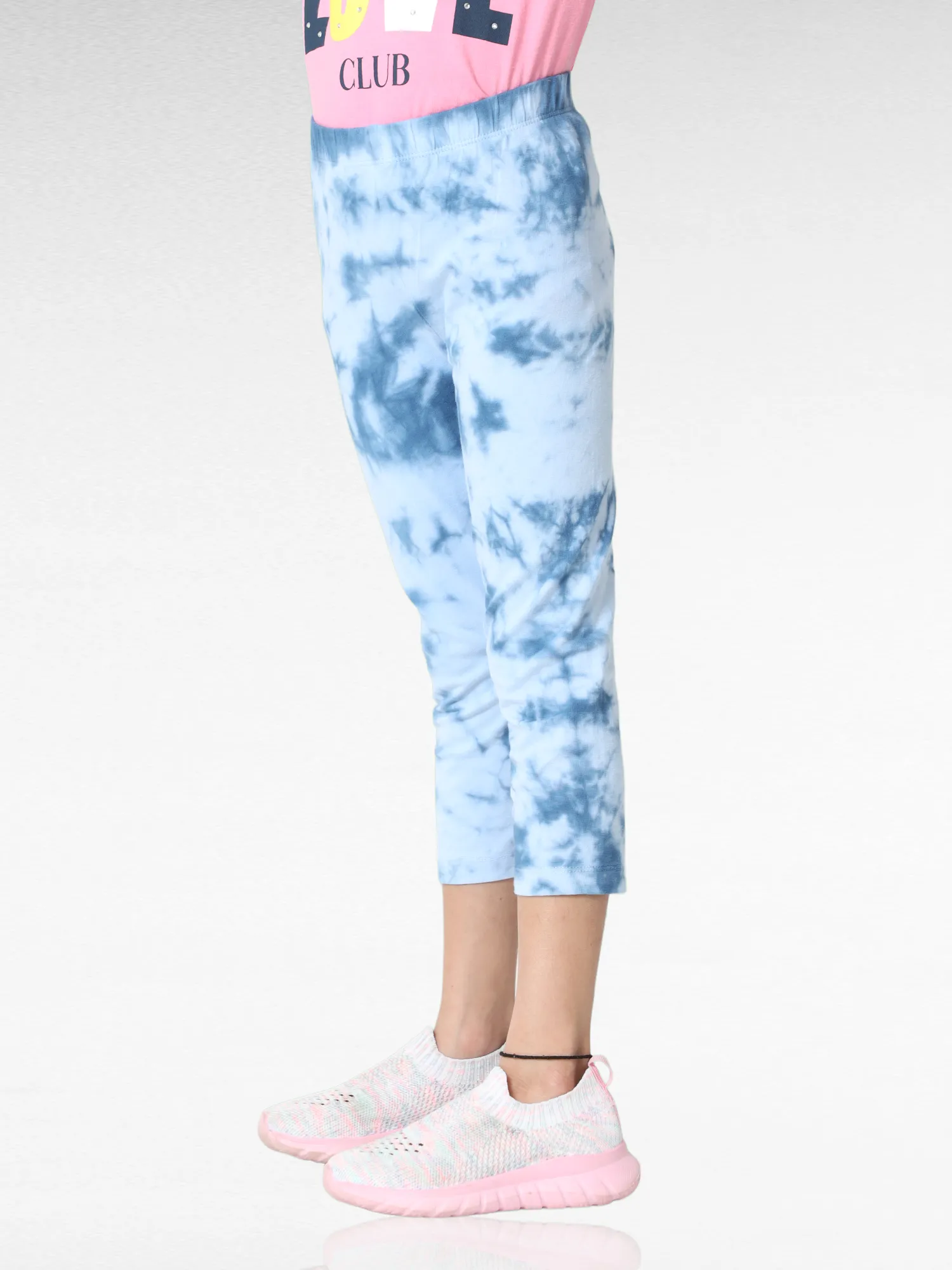Blue waves Girls Tie & Dye Leggings | Ankle Length