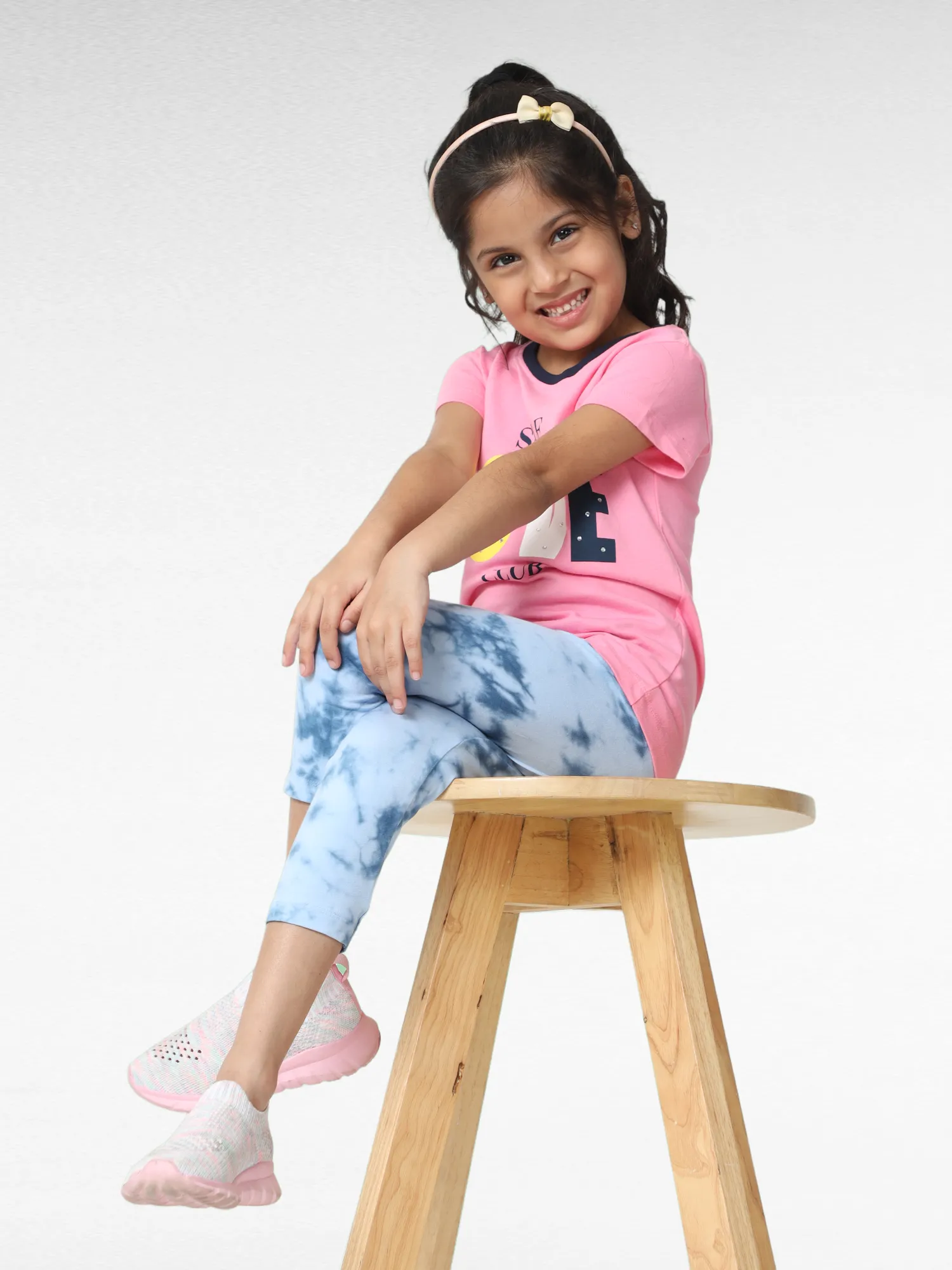 Blue waves Girls Tie & Dye Leggings | Ankle Length