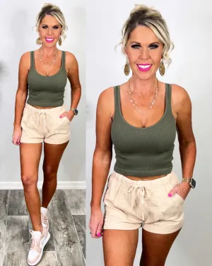 Boardwalk Bliss Khaki Shorts
