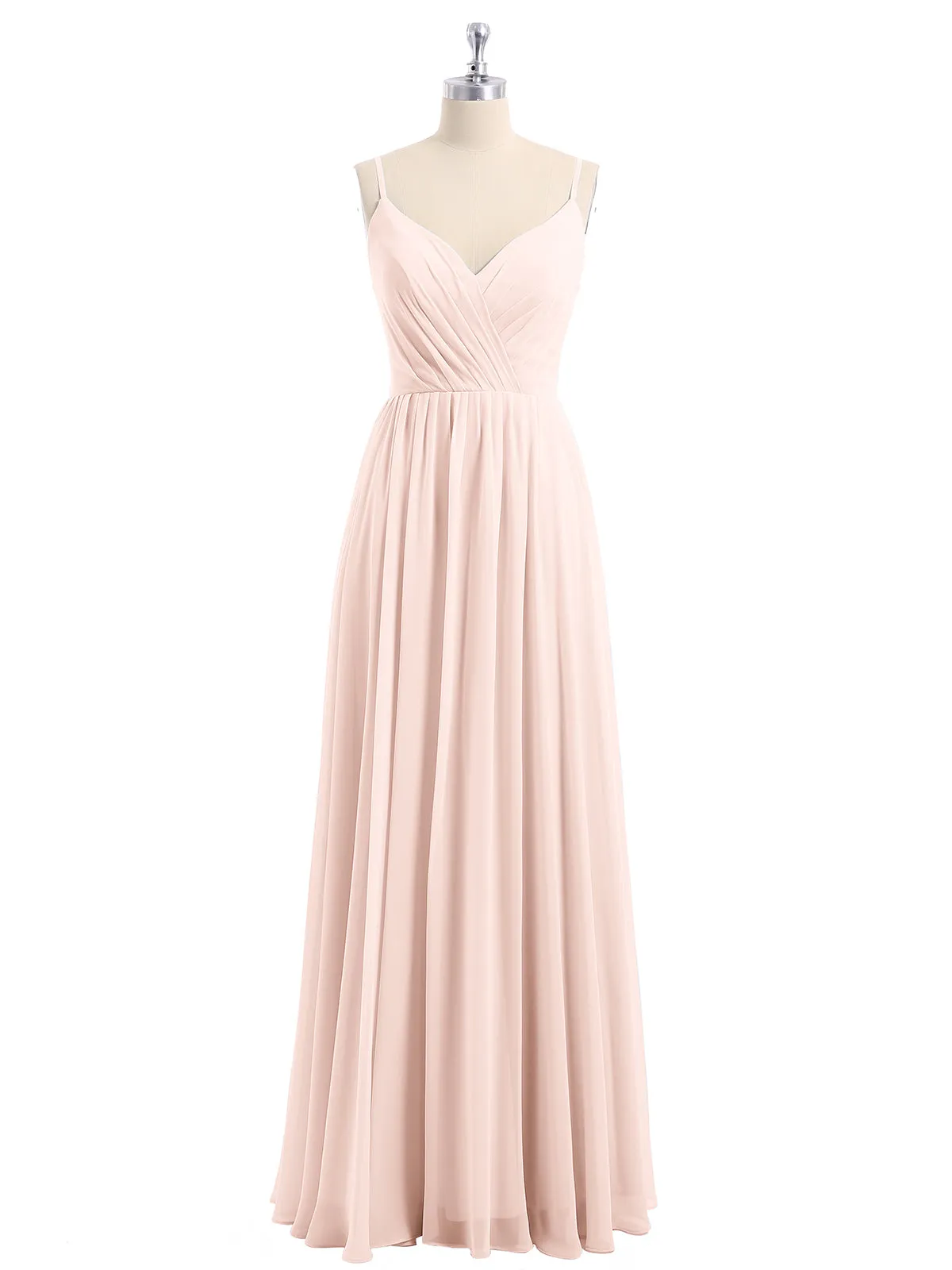 Chiffon Bridesmaid Dresses with Spaghetti Straps-Pearl Pink Plus Size