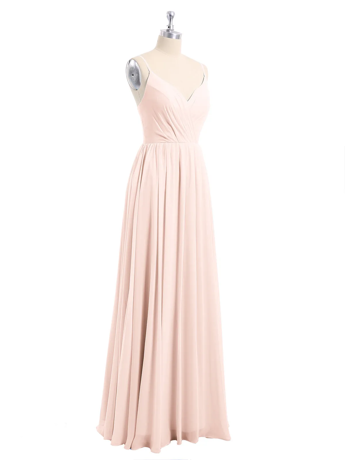Chiffon Bridesmaid Dresses with Spaghetti Straps-Pearl Pink Plus Size