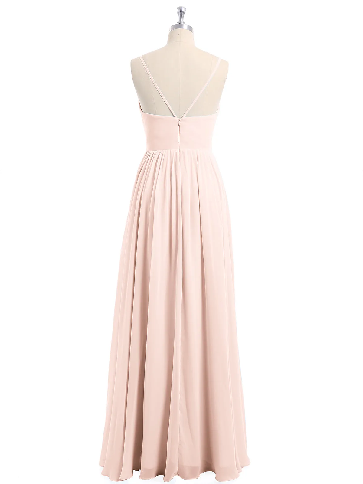 Chiffon Bridesmaid Dresses with Spaghetti Straps-Pearl Pink Plus Size