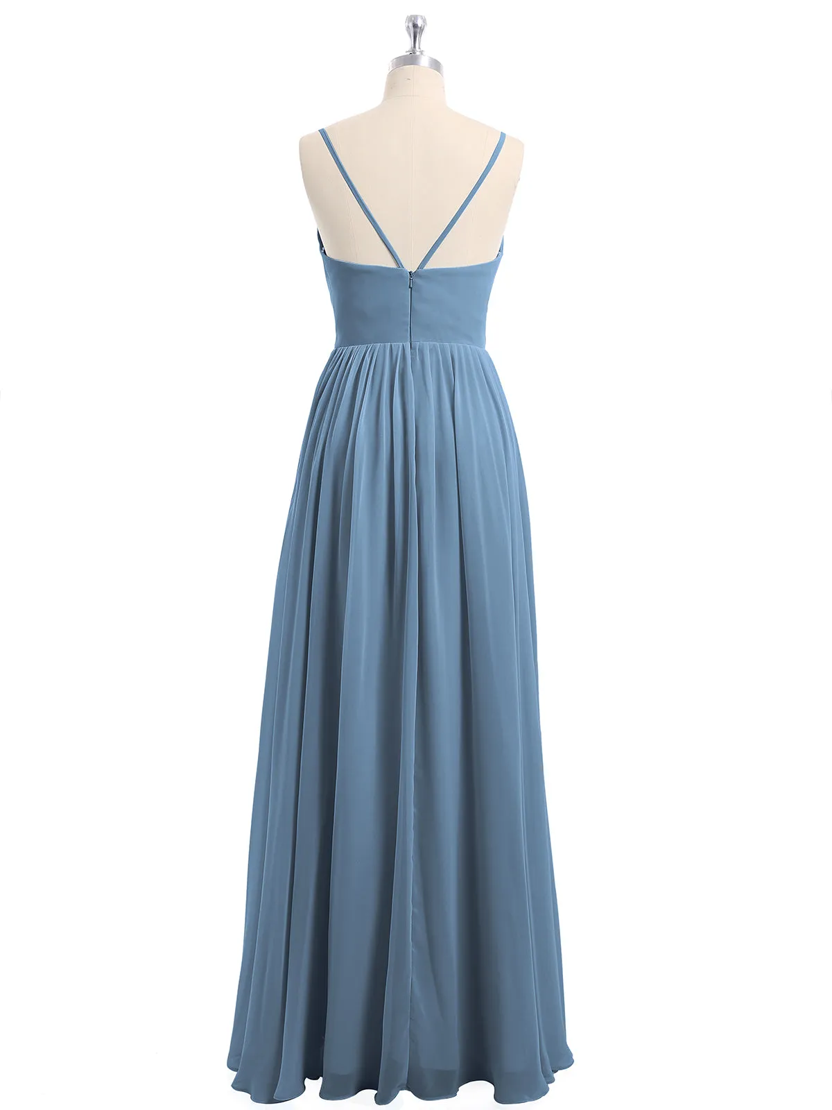 Chiffon Bridesmaid Dresses with Spaghetti Straps-Slate Blue