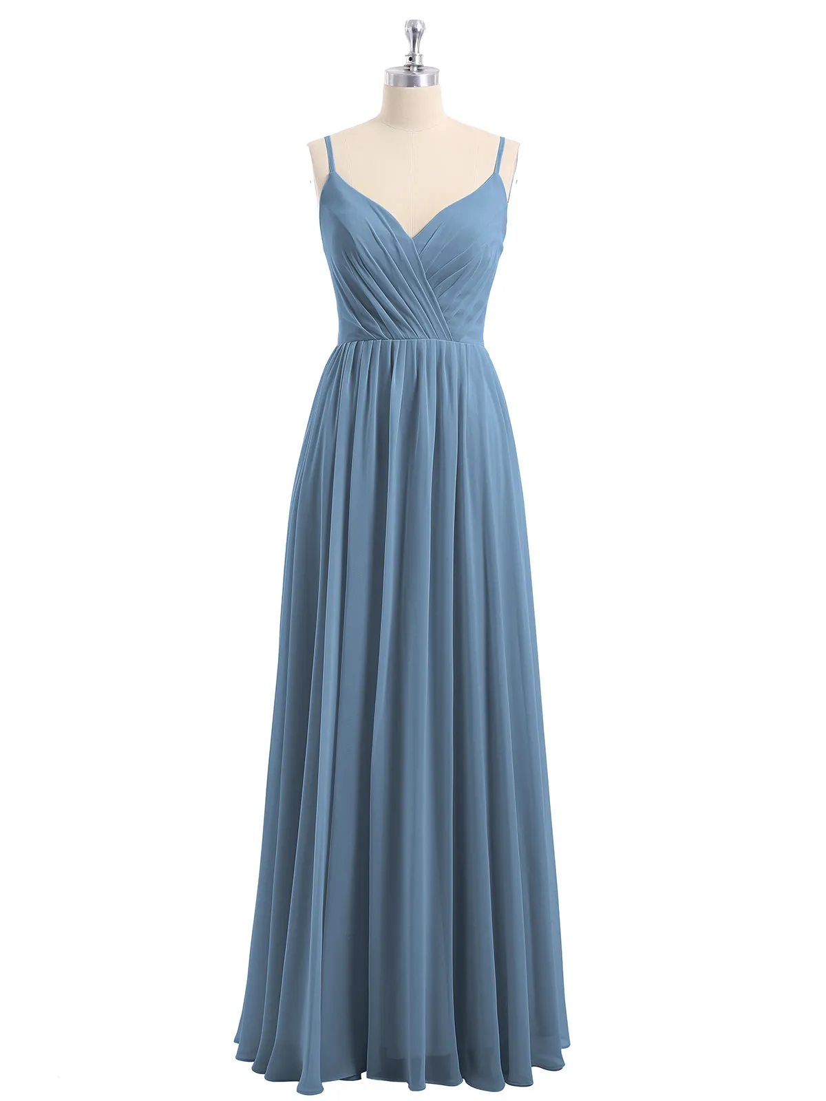 Chiffon Bridesmaid Dresses with Spaghetti Straps-Slate Blue