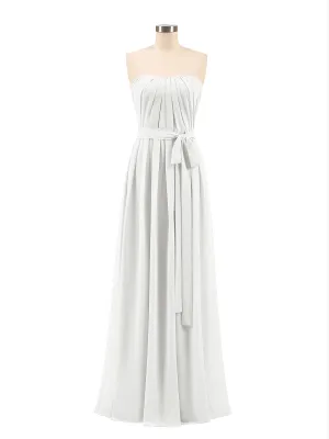 Chiffon Strapless Bridesmaid Gown with Sash-Ivory Plus Size