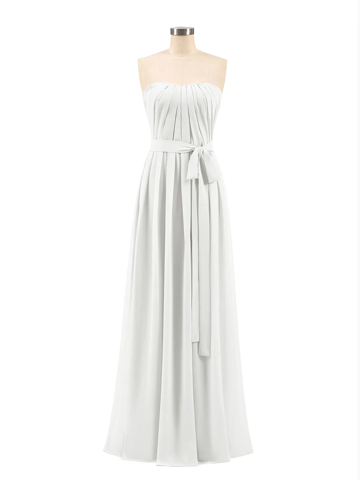 Chiffon Strapless Bridesmaid Gown with Sash-Ivory Plus Size