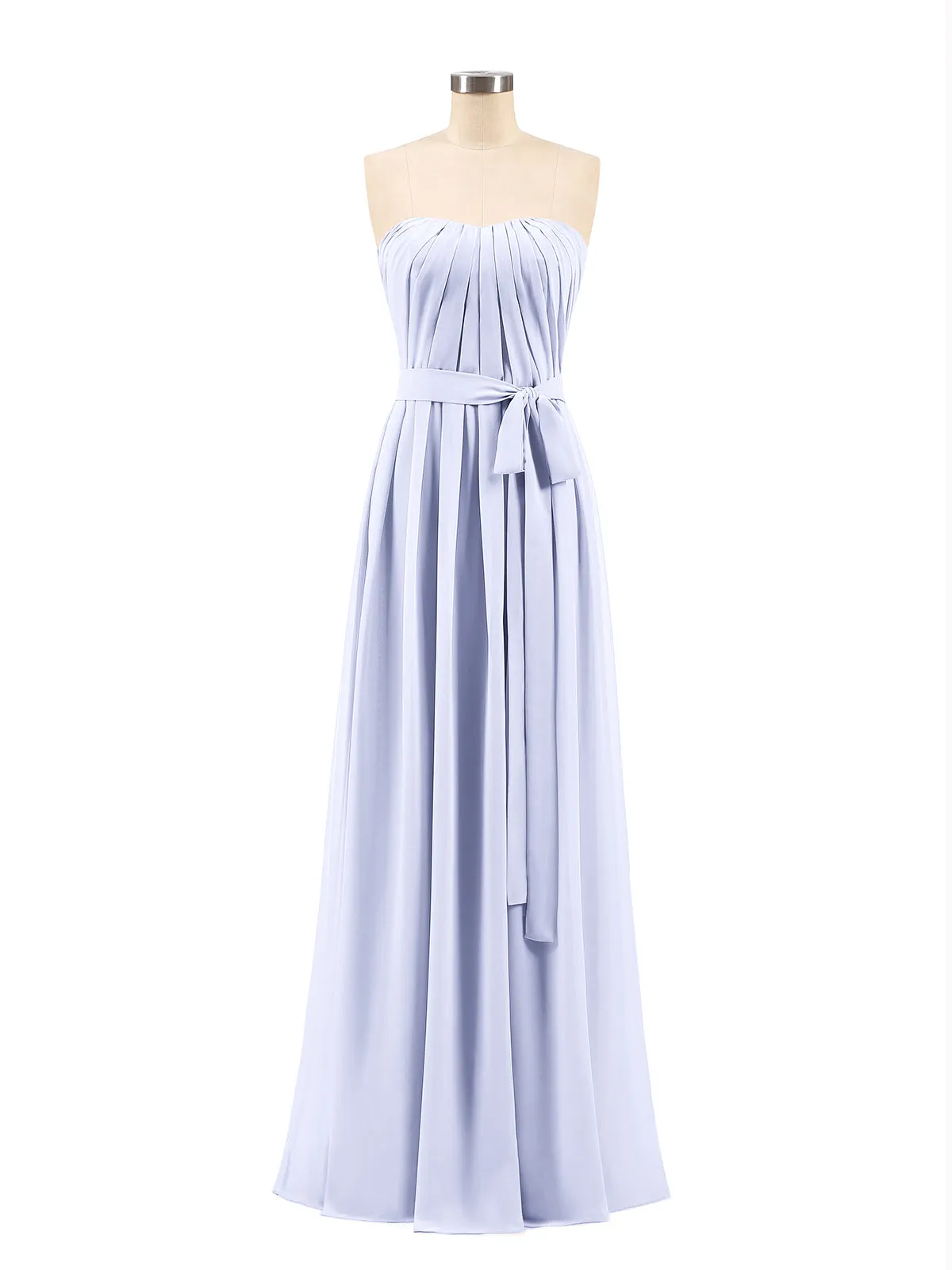 Chiffon Strapless Bridesmaid Gown with Sash-Lavender Plus Size