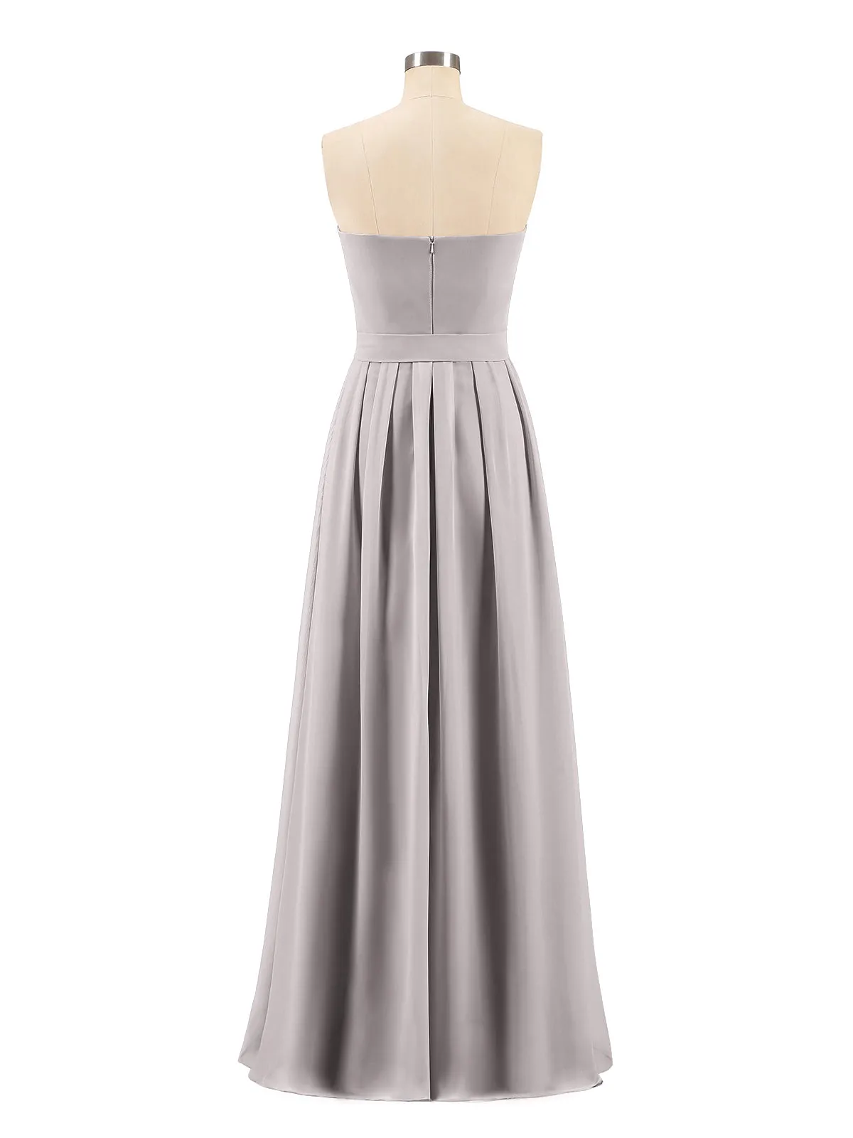 Chiffon Strapless Bridesmaid Gown with Sash-Silver
