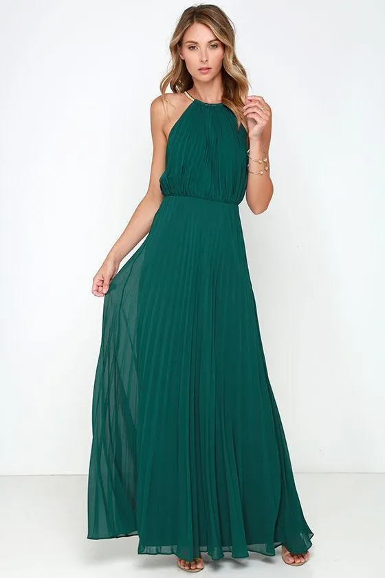 Clearance Formal Bear Shoulder Pleated Long Chiffon Maxi Party Prom Dress