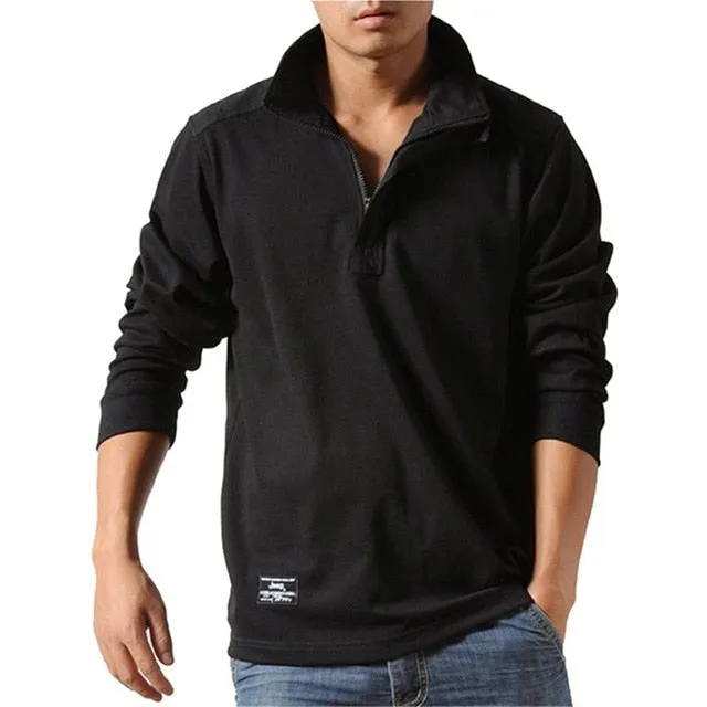 Cotton Casual Shirts Men Autumn Loose Long Sleeved Tactical Shirts Military Big Size Business Leisure Men Polo Shirt