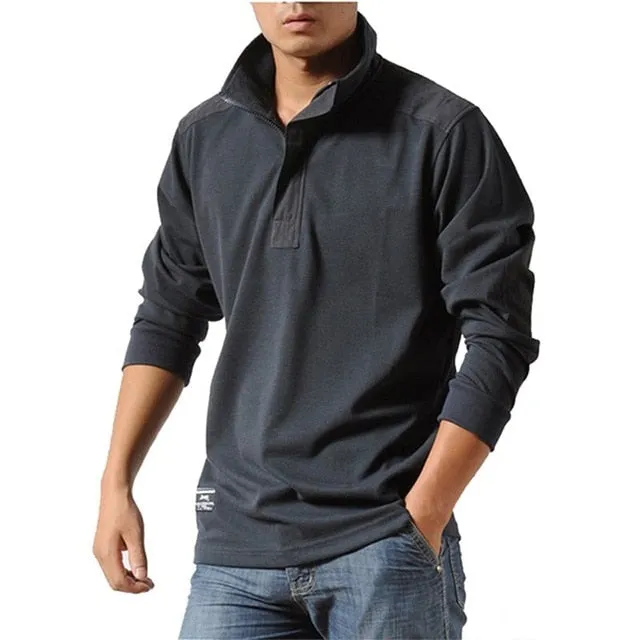 Cotton Casual Shirts Men Autumn Loose Long Sleeved Tactical Shirts Military Big Size Business Leisure Men Polo Shirt