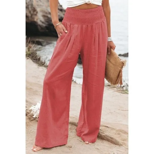 Cotton Linen Wide Leg Pants Casual Loose
