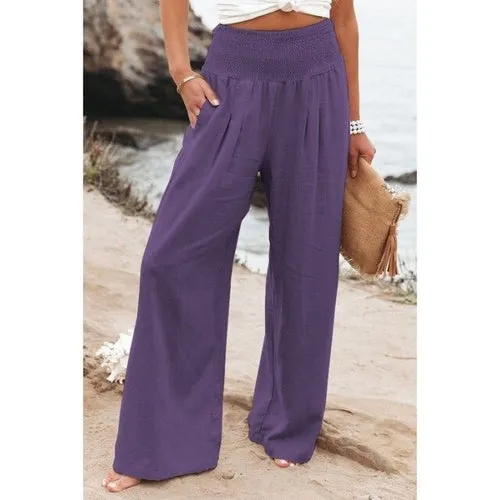 Cotton Linen Wide Leg Pants Casual Loose