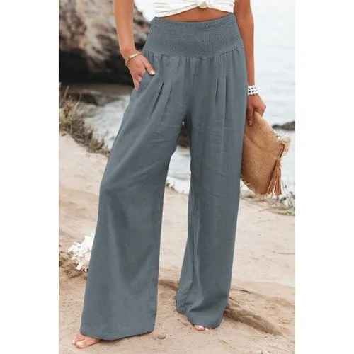 Cotton Linen Wide Leg Pants Casual Loose