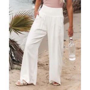 Cotton Linen Wide Leg Pants Casual Loose