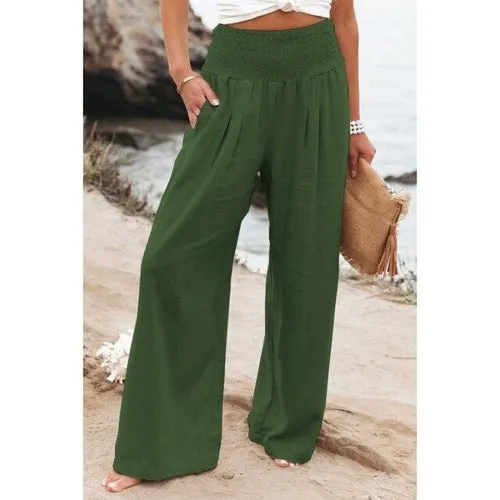Cotton Linen Wide Leg Pants Casual Loose