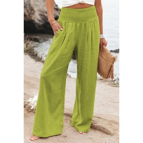 Cotton Linen Wide Leg Pants Casual Loose